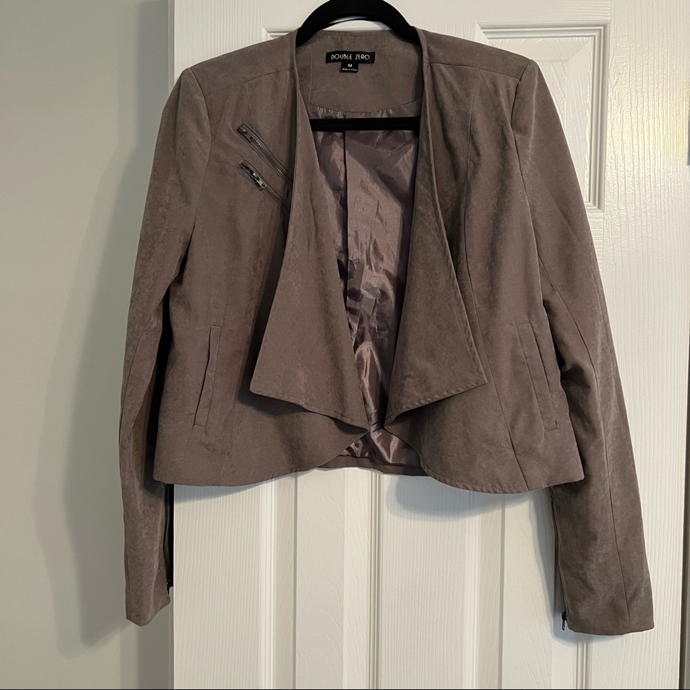 Double Zero Cropped Faux Suede Jacket - Like New - Size Medium